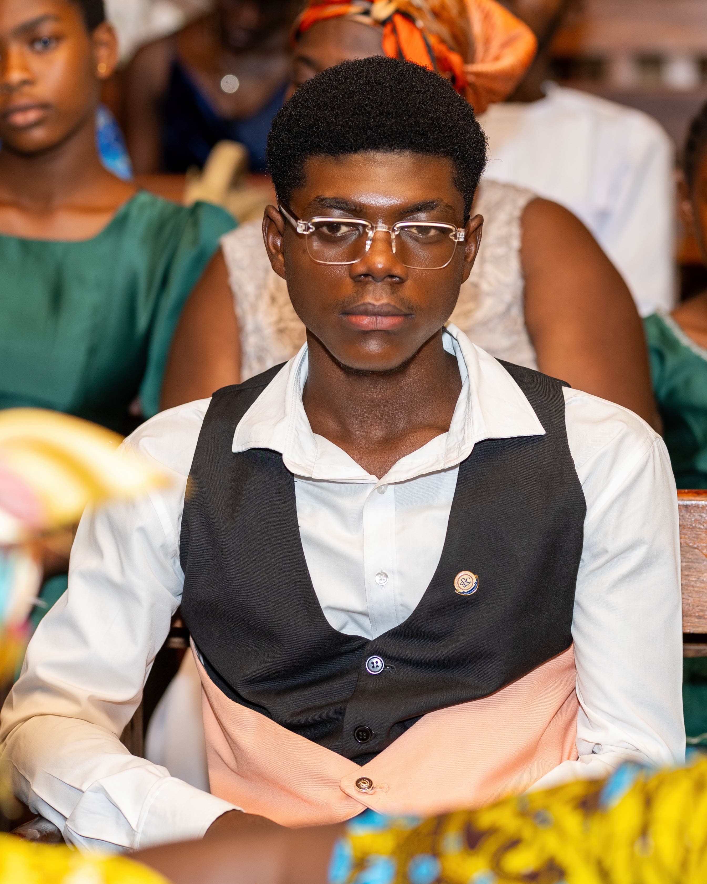 A couple laughing during a wedding reception
